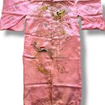 Antique Authentic Japanese Kimono Pink Silk Dragon Robe Art Photo 0