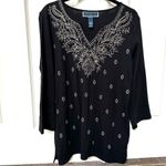 Karen Scott black long embellished top Photo 1