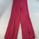 Trina Turk  Sz S Genie Bright Pink Front Slit Lounge Pants Gauze Beachy Vacation Photo 2