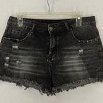 Distressed Jean Shorts Mid Rise Womens Large Black Photo 0