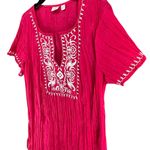 Cato Blouse Womens 14-16W Pink Embroidered Floral Geo Gauzy Cover Up Boho Top Photo 1
