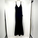 Lulus NWT, Black Long Evening Gown, mermaid hem, adjustable Straps, sz SM Photo 2
