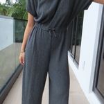ZARA  Gray Jumpsuit with Cap Sleeves and Wide-Leg Pants Photo 0
