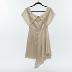 Lulus Always Celebrating Off Shoulder Satin Midi Dress Cocktail Evening NWT Med White Photo 5