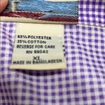 Las Olas Purple Gingham Button Down Shirt with Rooster Embroidery Photo 6