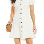 Chelsea and Violet Bubble Sleeve Button Down Off-White Summer Mini Dress Large Photo 0
