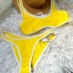 Topshop New Women’s Top Shop Yellow White Contrast Trim Crop 2 Piece Bikini Bathing Suit Photo 0