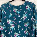 WAYF Teal Blue Floral Bell Sleeve Dress Size L Photo 3