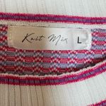 Knit Mix Pink Zigzag Knit Short Sleeve Sweater Retro Mod Preppy Top L Purple Size L Photo 3