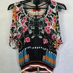 Clover Canyon  Cuba Scarf Blouse Floral Geometric Cold Shoulder Top Sz S Photo 1