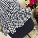 Forever 21 Black and White Smocked Peplum Tank Top Photo 1