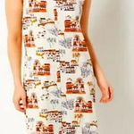 Naturals & Co Midi Dress XLP Sleeveless Palm Tree Village Print Casual Cotton Tan Size undefined Photo 0