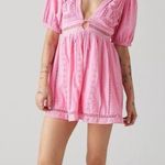 Urban Outfitters Marlee Open Back Eyelet Mini Dress Soft Pink Sz Medium🧡 Photo 0