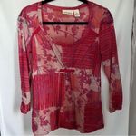 DKNY  top women’s size medium sheer pink floral long sleeve blouse VTG Y2K Photo 0