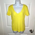 J.Crew  Factory Yellow Fitted Short Sleeve Cotton T-Shirt Ribbed Deep VNeck M Photo 1