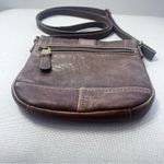 Fossil  Crossbody Purse Leather Brown Bag Small Buckle Fold Over Photo 8