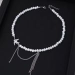 Macy's New-Charm Hip Hop Peace Dove Tassel Pearl Beads Clavicle Chain Women's Necklace Photo 3