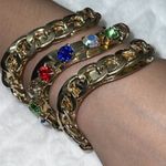Body Rythm NEW YORK Gold Wide Cuff Bracelet Multicolor Gems Chunky Photo 0