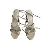 Raye  Gold Beige Braided Leather Laceup Heels Sandals Size 8 Photo 1