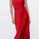 ZARA  dress Maxi  Red satin Lingerie Fitted wedding Party Photo 7