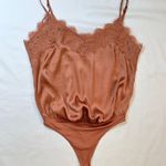 Abercrombie & Fitch Satin/Silk Lace Trim Bodysuit - Rose Gold - M Photo 4