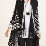 Chico's Chico’s women’s Black and White Printed tassel Cardigan size 1 medium Photo 0