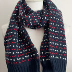 None Navy Red White Knit Winter Scarf Photo 0