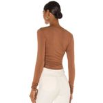 Lovers + Friends  Top Womens Small Dory Brown Ruched Sleeve Wrap Crop Top Photo 3