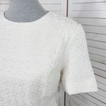 H&M  Boulce Tweed Short Sleeve Sheath Dress Ivory Shimmer Medium Photo 5