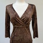 VTG INC Top Med Brown Sequins V Neck Empire Waist Whimsigoth FairyGrunge Stretch Photo 0