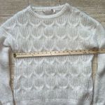 Soft Surroundings  White Silver Thread Cable Knit Long Sleeve Sweater‎ Size L Photo 2