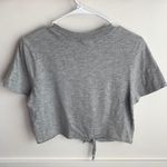 Topshop  Gray Tie Short Sleeve Crop Top Photo 2