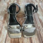 Pretty Little Thing Silver Metallic Thick Strap Block Heeled Photo 3