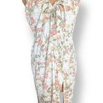 Abercrombie & Fitch XLP Floral Tulip Midi Dress Sage Green Pink White Bow Front Photo 0