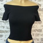 Free People Black Off-Shoulder Crop Top Photo 0