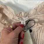 Eliane Rose  Light Pink Black Dotted Swiss Pin Tuck Placket Tunic Blouse‎ Size L Photo 4