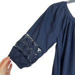 Loft Women's Blue Off The Shoulder Pullover Cut Out Lace 3/4 Sleeve Blouse Sz S Photo 2
