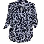 Sunny Leigh  Black & White Sheer Graphic Print Button Down Blouse Size Small Photo 2