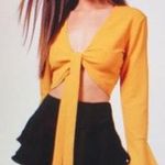 Bell Sleeve Front Tie Crop Top DONATING TMRW Yellow Size XS Photo 0