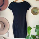 White Fox Boutique WHITE FOX ribbed v neck bodycon dress short sleeve black women's SIZE SMALL sexy Photo 2