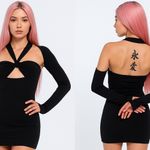 Princess Polly Black Halter Cut Out Bodycon Mini Dress Photo 1