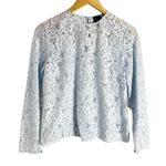 barney's new york Baby Blue Floral Lace Long Sleeve Blouse Top Size 4 Photo 0