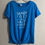 Blue Short Sleeve Tee with Beachy Graphic Size L Photo 0
