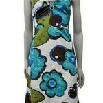 Anthropologie Maeve Strapless Floral Dress Turquoise White Photo 0
