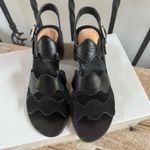 Marc Fisher  Black Leather Omalla Sandals with Brown Block Heel nib Photo 3