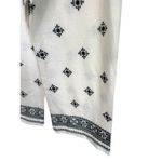 Elie Tahari Women’s Linen Blend Embroidered Wide Leg Cropped Pants Boho Cream 6 Photo 2