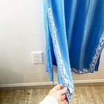 Rise and Bloom Embroidered Long Sleeve Tie Neck Maxi Dress Blue Medium Photo 9