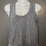 Pink Rose Tank Top Womens L/XL Gray Ribbed Scoop Neck Sleeveless Stretch Basic Photo 0