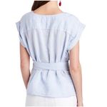 Vineyard Vines Linen Wrap Top Women's Small Blue Stripes Beach Nautical Summer Photo 1