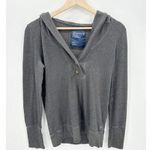 Y2K American Eagle Gray Thermal Pullover Sweater Hooded Shawl Neck Women Large Photo 0